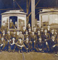 Workers on the Roanoke Power and Electric Companys streetcars posing for a picture. Photograph Collections Inventory.